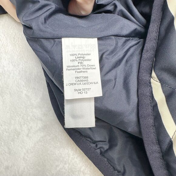 J Crew Excursion Quilted Down Vest Gold Button Navy White Stripe Sporty Preppy S - Picture 9 of 10